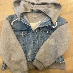 Tractr denim jacket detachable hood